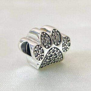 Sparkling Clear CZ Paw Print Family Pet Pandora Charm Spring Sale